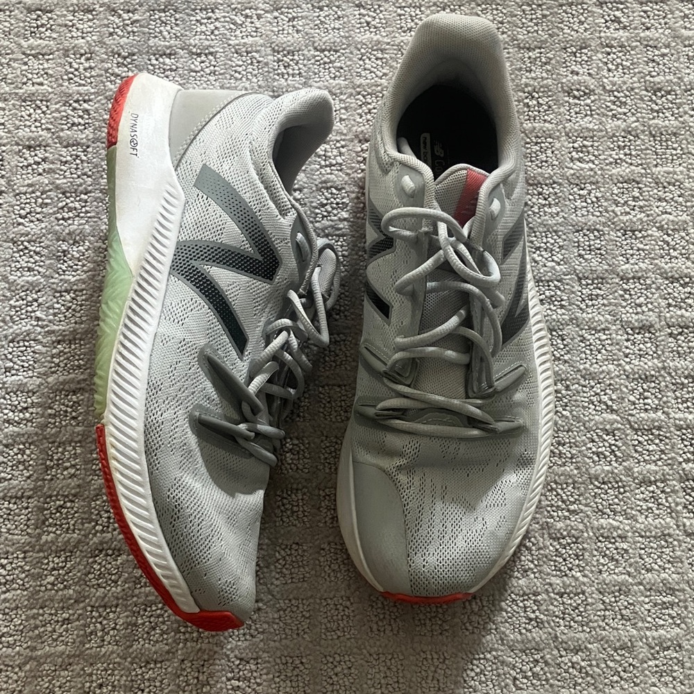 New Balance Gray Athletic Shoes with Red Accents - 11